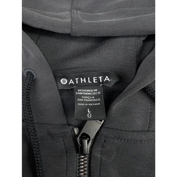 Athleta Women's Large Seasoft Bubble Hem Full Zip Hoodie Charcoal/Black - Picture 4 of 8
